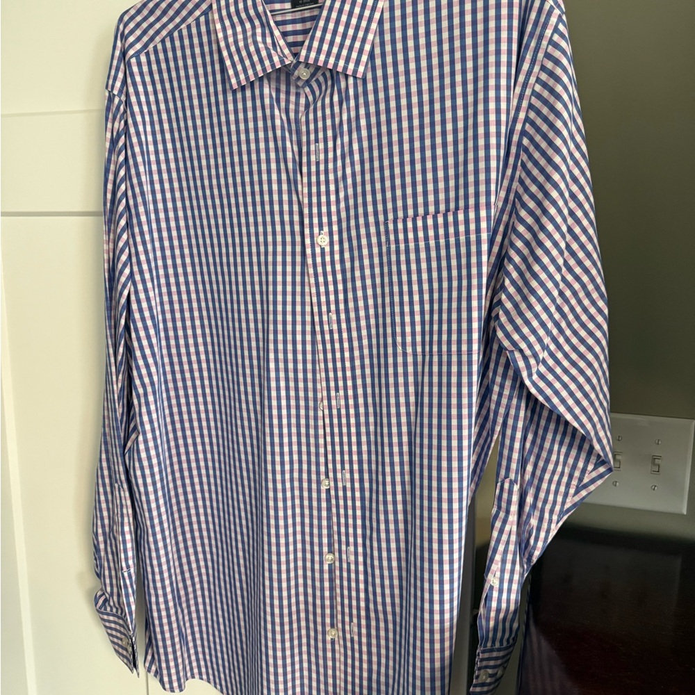 Blue and White Gingham Dress Shirt